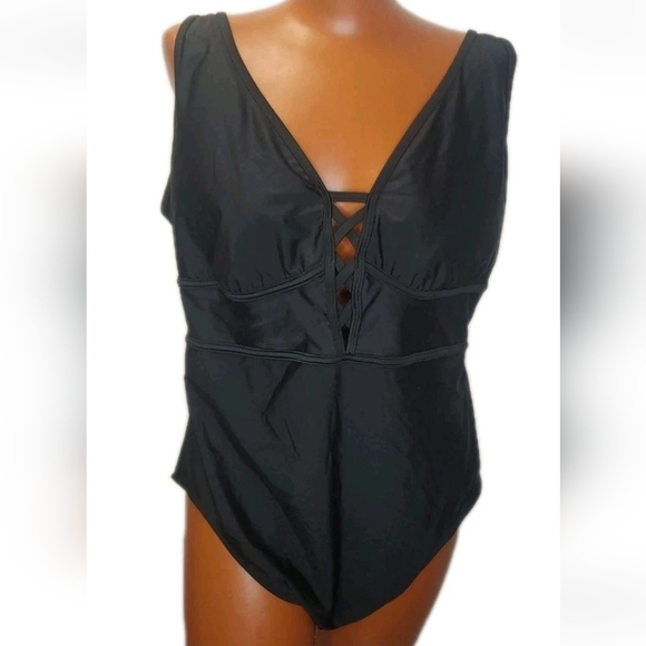 Adore Me Andressa Contour Plus Wireless Swimsuit Woman Plus 3X Black Shaping Nwt - Picture 4 of 13
